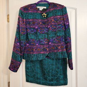 Vintage Women's Anne Crimmins UMI Collections‎ Silk Skirt Set Size 4